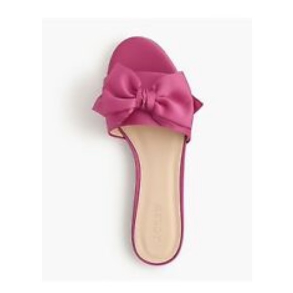 🆕Jcrew Dark Peony Pink Satin Bow Slides - Picture 7 of 7